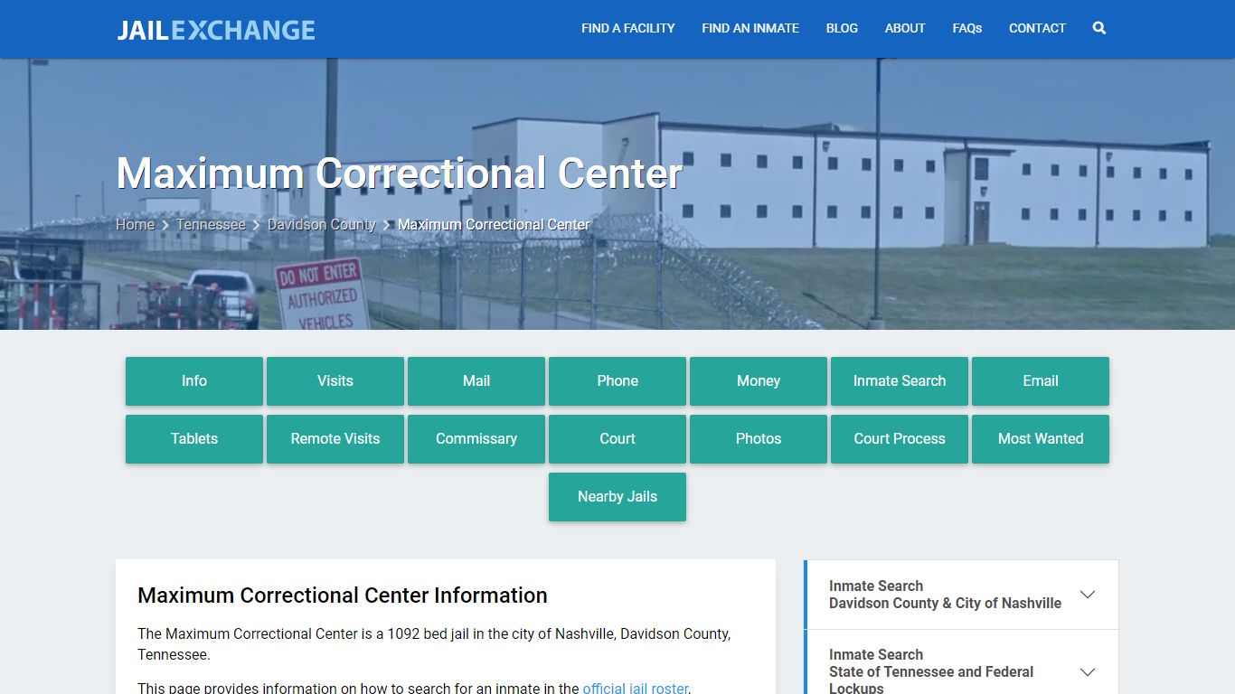 Maximum Correctional Center, TN Inmate Search, Information - Jail Exchange